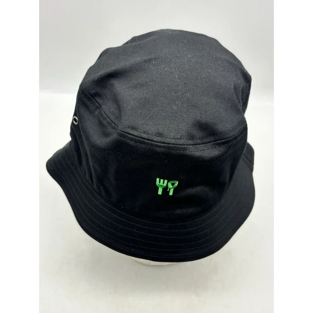 Uber Eats Bucket Hat Black Embroidered Logo Big Accessories 100% Cotto